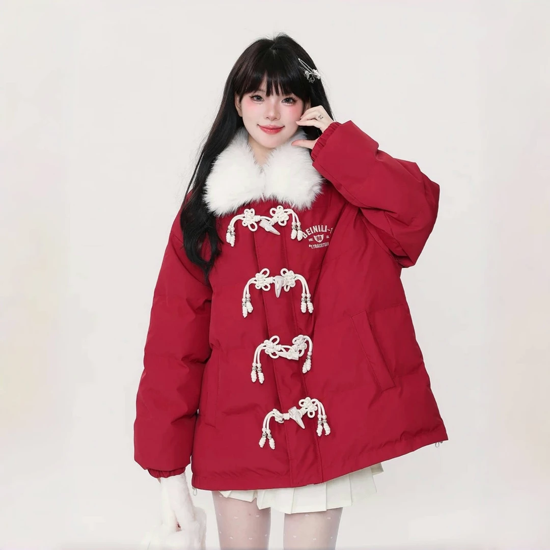 落叶椰椰 / 纯欲甜美翻领棉服外套11859花契200斤胖mm休闲时尚