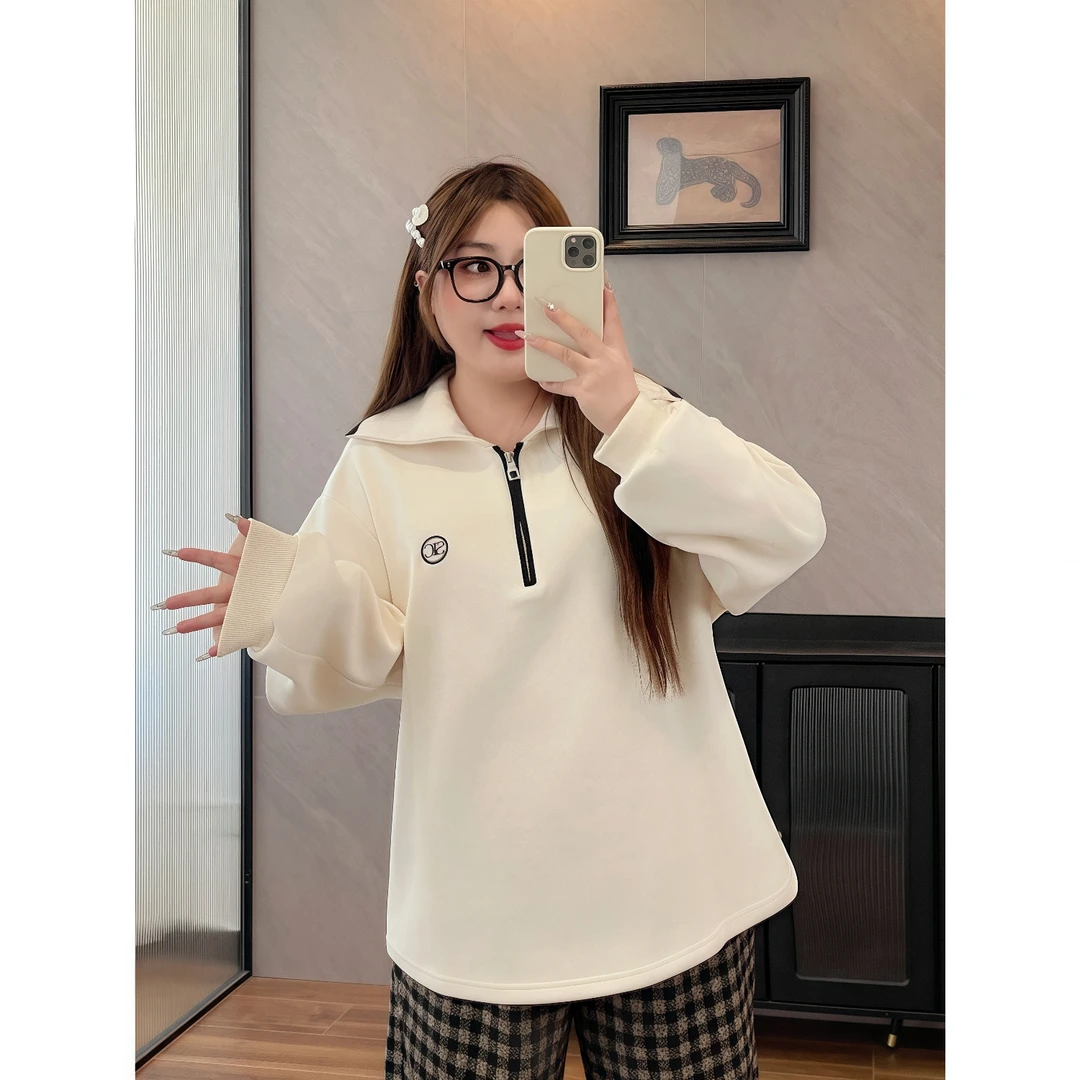 冬日情书 / 撞色青春感通勤针织衫12327花契200斤胖mm冬季时尚