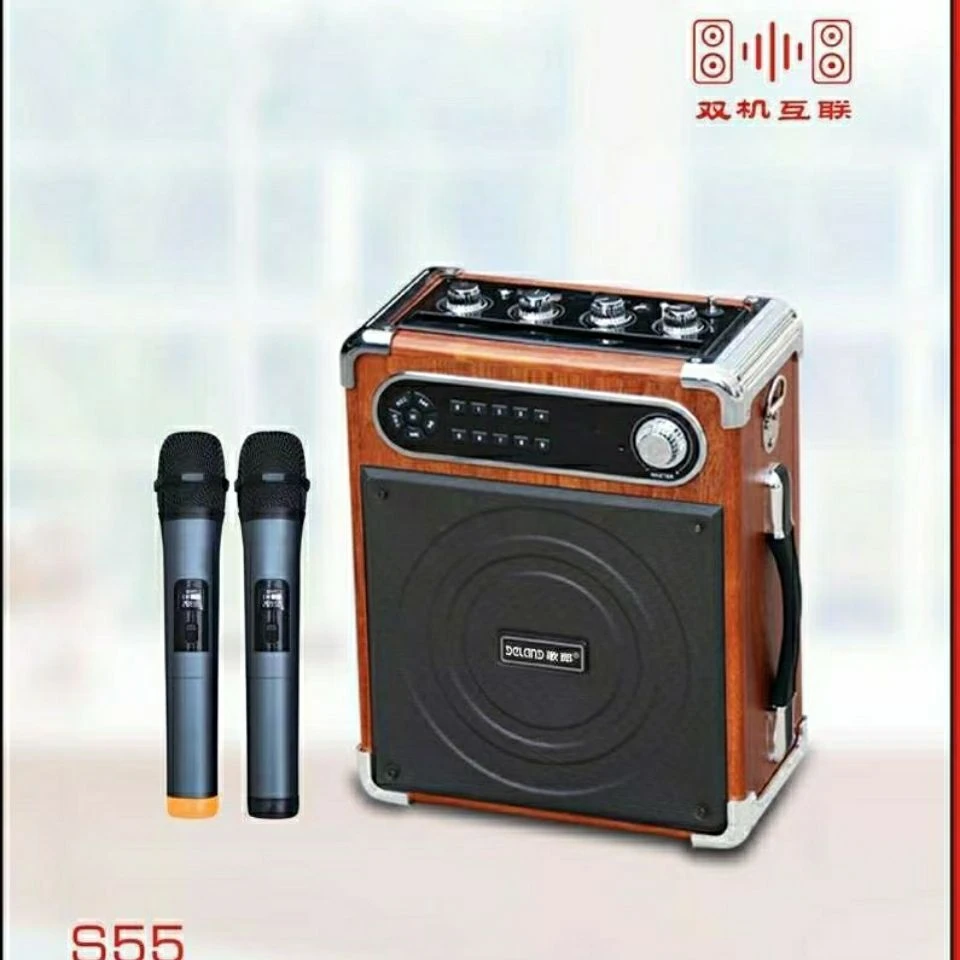 歌朗手提背包蓝牙插卡优盘户外收音6寸喇叭音响双U段无线麦克风