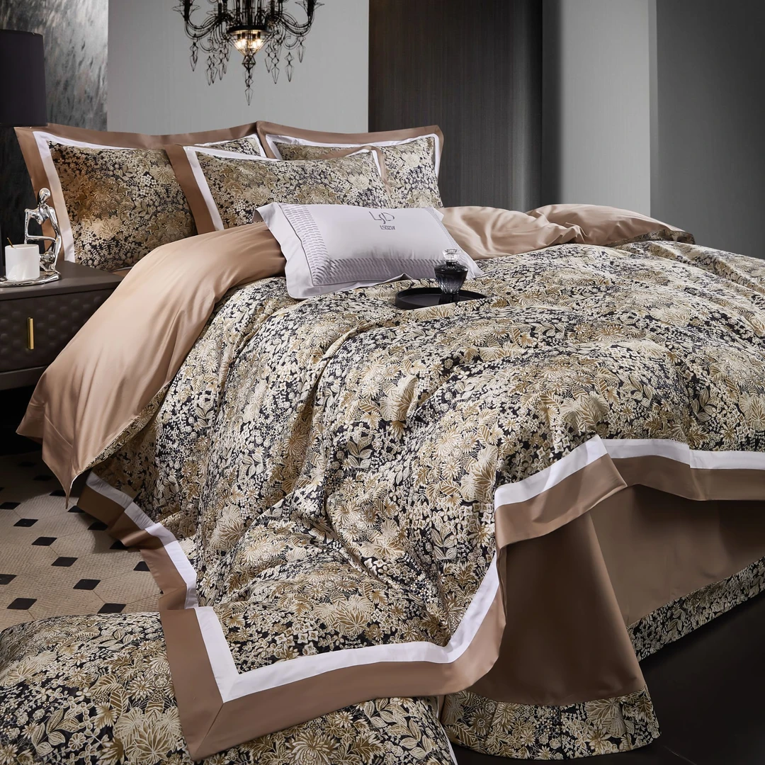 LW家纺-欢锦-黑金-2024新款天丝棉-印染--高端实体专供四件套