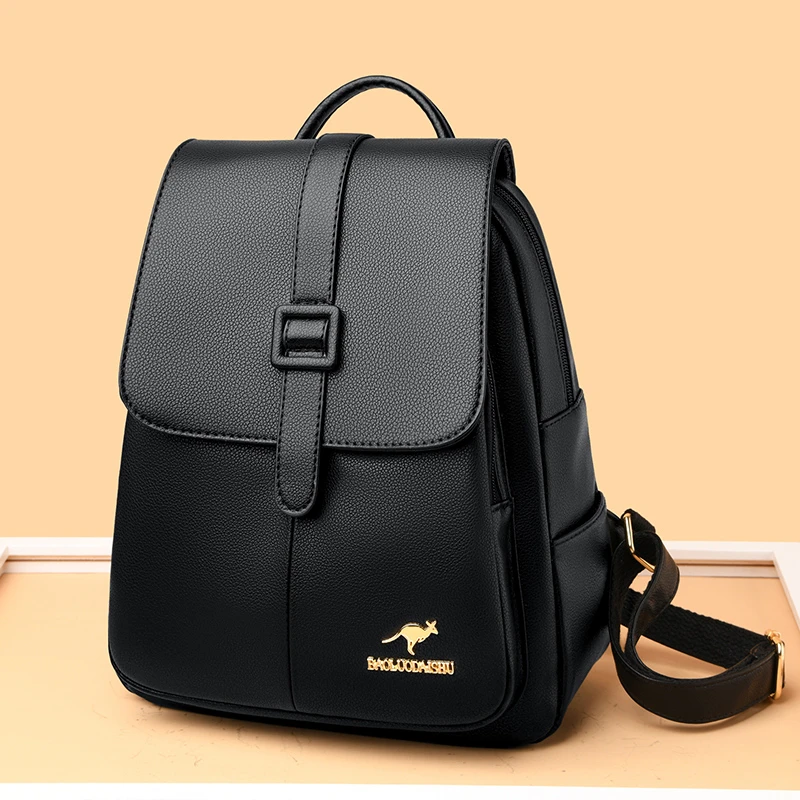 高档软皮双肩包女新款时尚多功能质感牛皮双肩包百搭休闲大容量