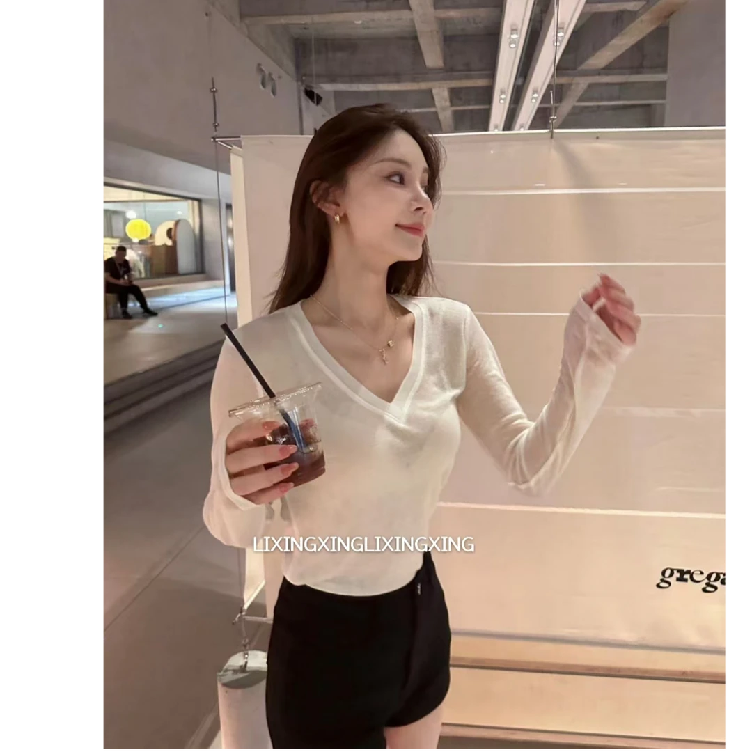 LXX【V领天丝羊毛针织】长袖针织衫显瘦气质网红时尚百搭紧身修身