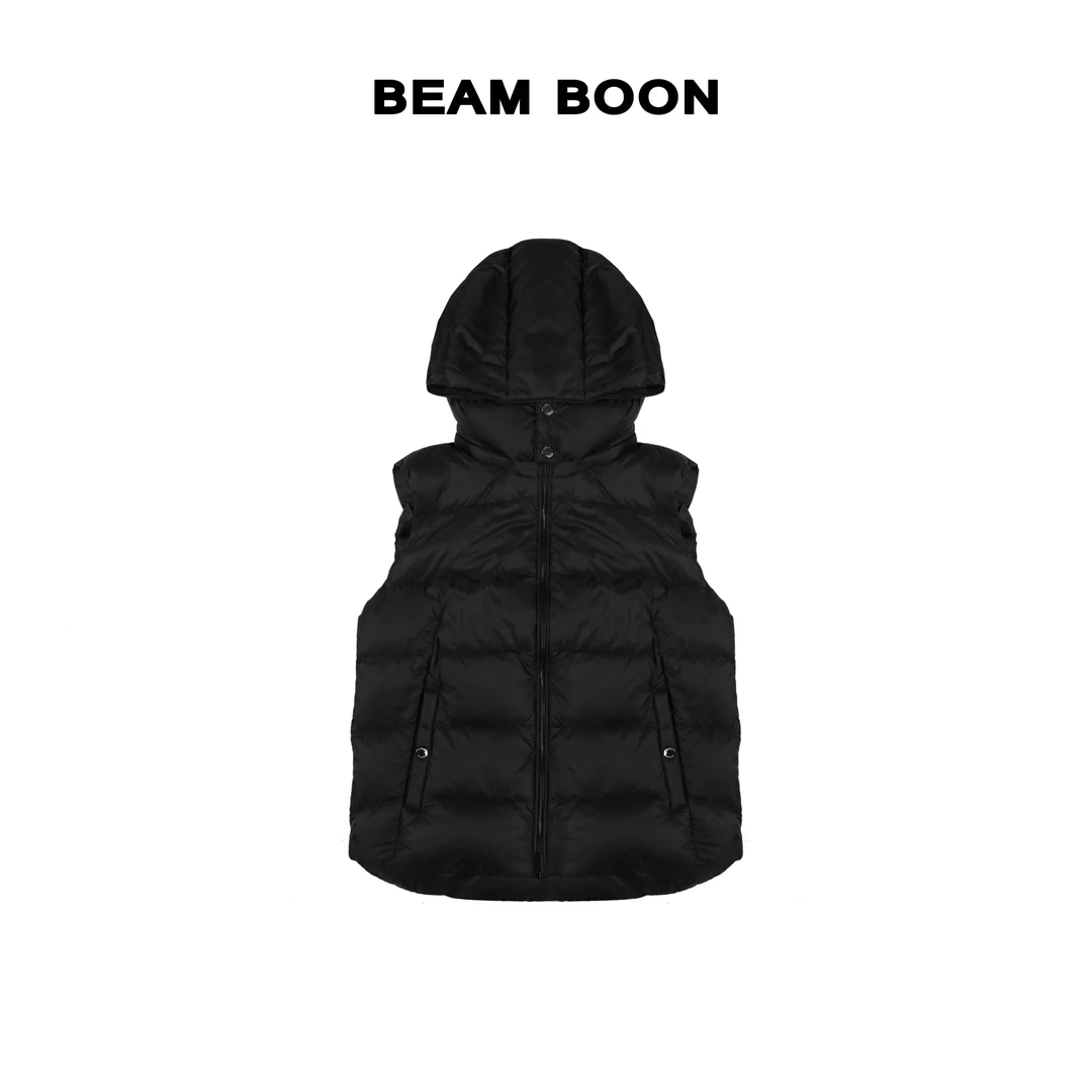 Beam Boon |【泡芙马甲】TAT*云朵零压蓬松保暖白鸭绒连帽羽绒马甲