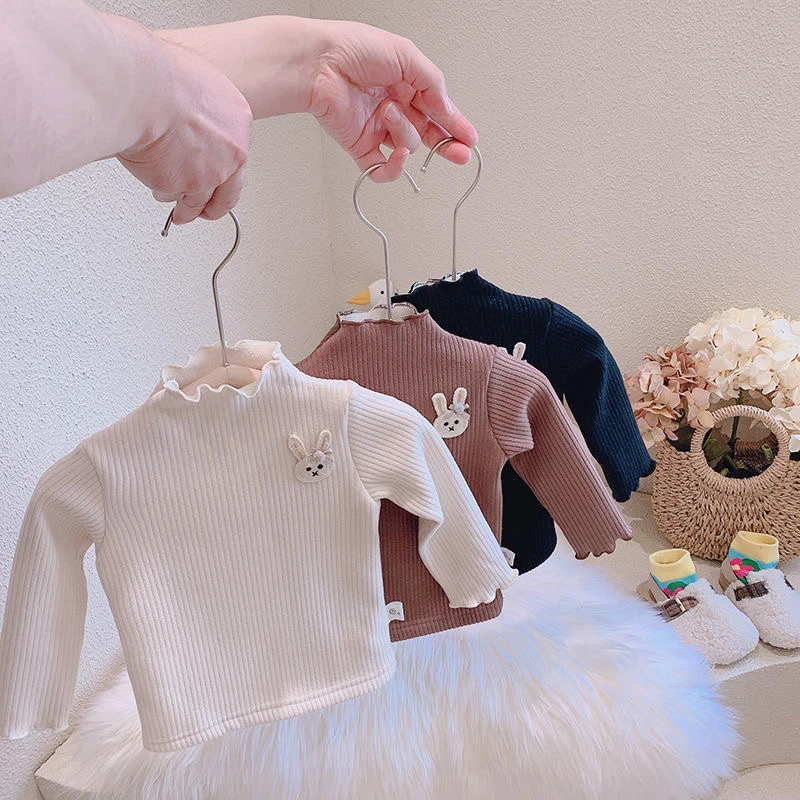 儿童半高领打底衫长袖婴儿冬装加绒加厚女童装内搭女宝宝上衣套头