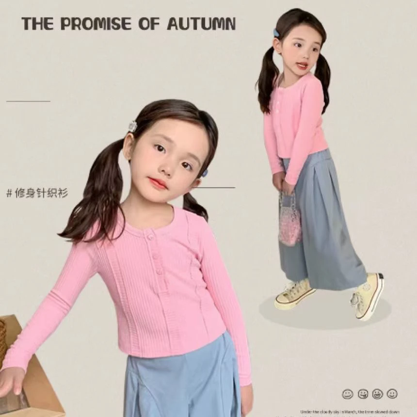 女童秋季2024新款儿童春秋韩版时髦童装女宝宝上衣t恤