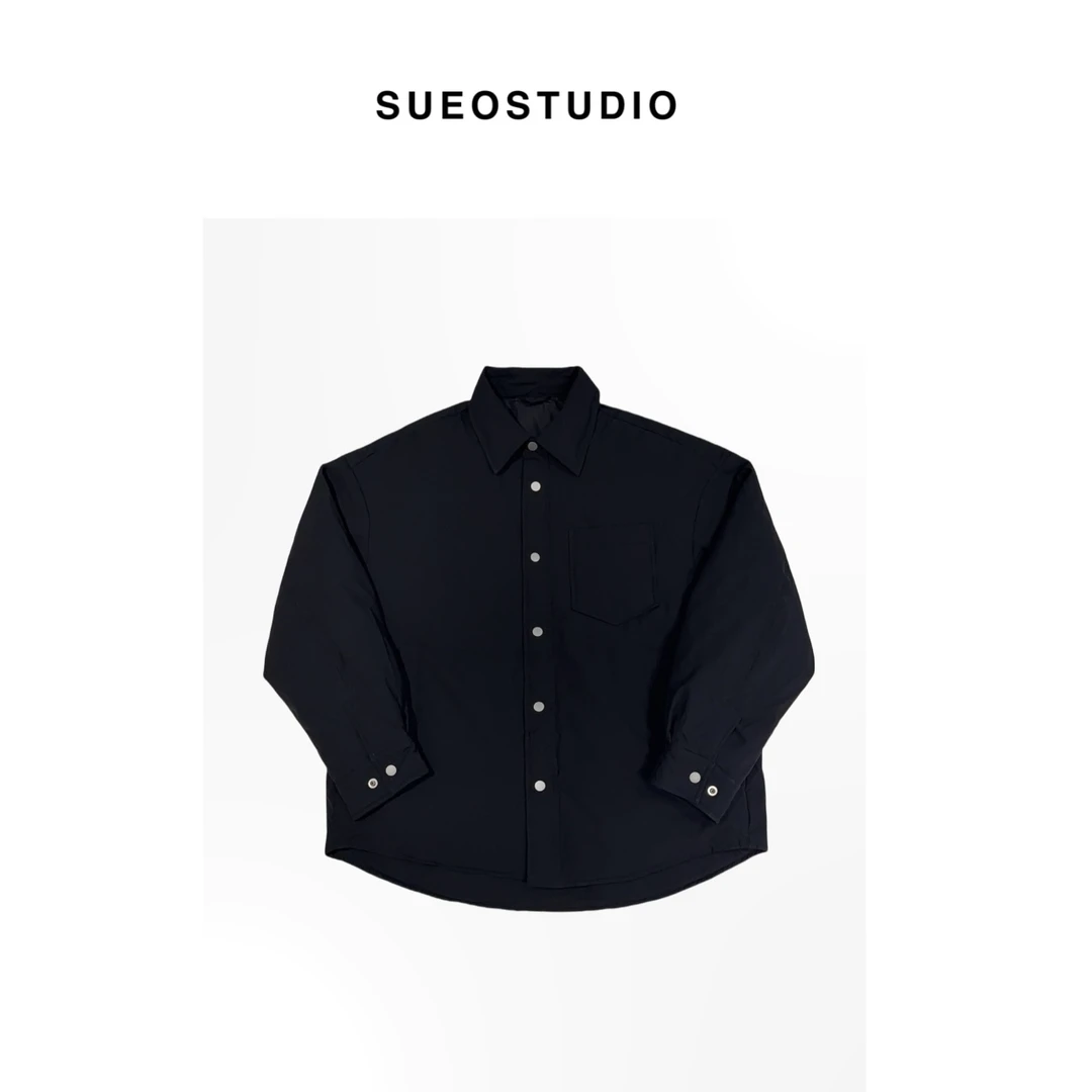 SUEO 【衬衣羽绒】都市极简主义 磁吸扣90白鸭绒微廓羽绒服