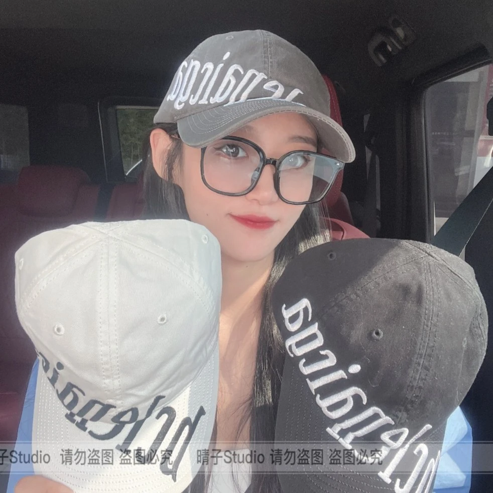 晴子Studio~自制重工刺绣B家字母棒球帽潮显脸小鸭舌帽男女同款