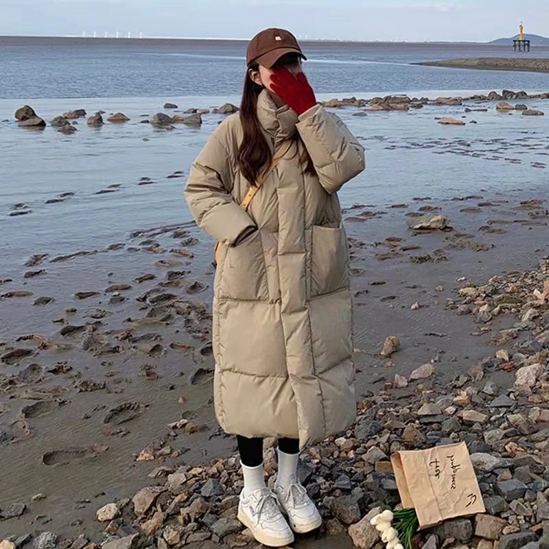 棉服学生过膝长款立领宽松韩版厚款冬季时尚百搭保暖ins潮流