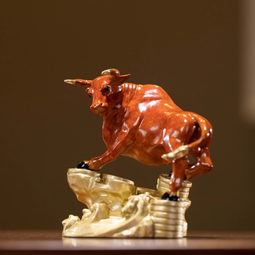 朱炳仁【十二生肖瑞牛】家居装饰品玄关工艺品牛摆件送人礼品