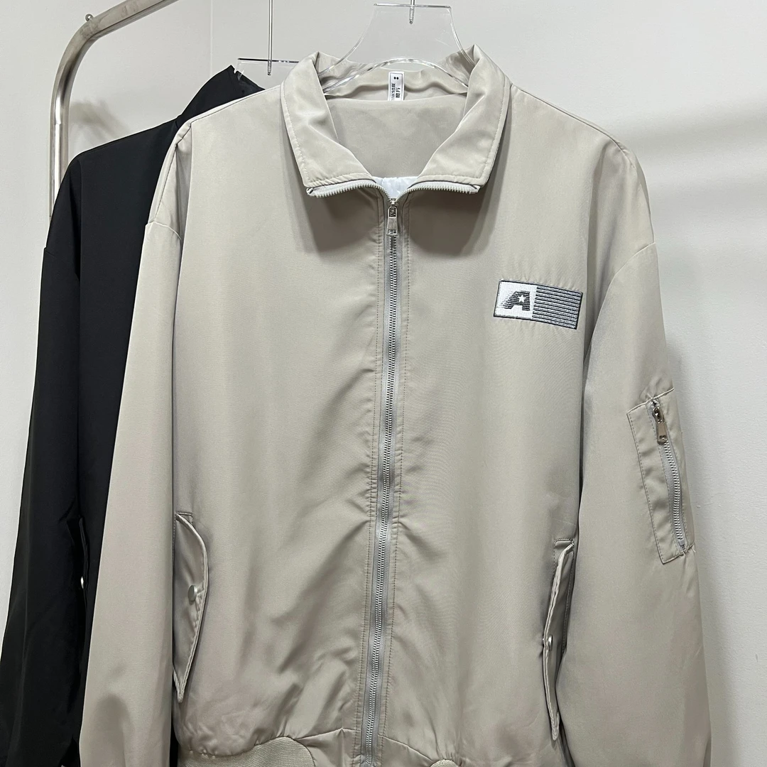 美式新款刺绣字母立领飞行员夹克男女oversize秋冬季情侣棒球服