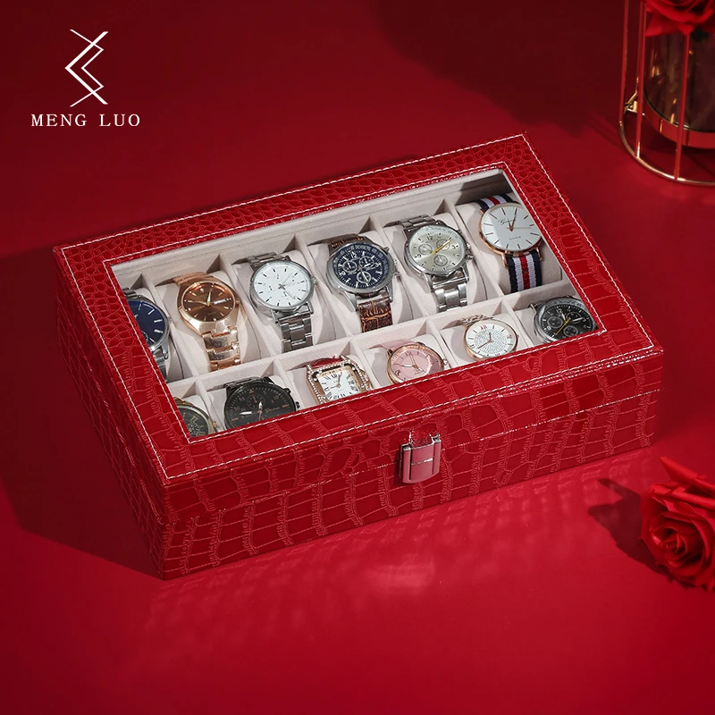 首饰盒/箱 高档鳄鱼纹皮手表收纳盒大容量腕表机械表展示盒