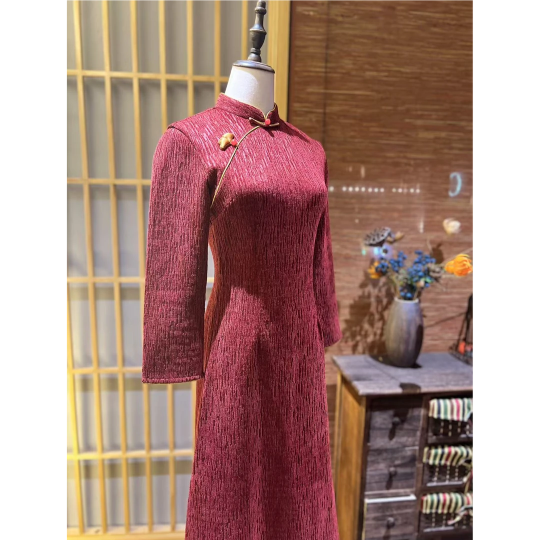 戚薇原创【三生有幸】长秋冬新款旗袍气质优雅复古国风旗袍