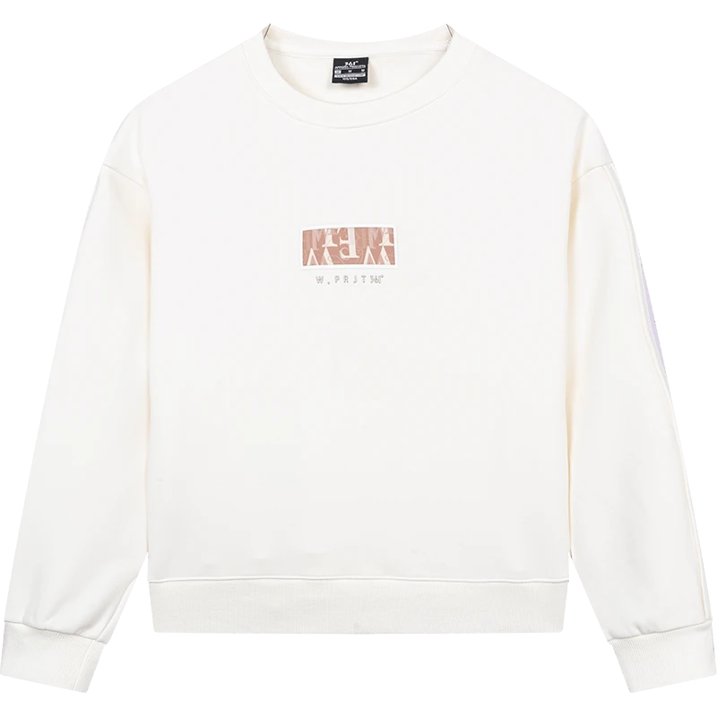 361°【新疆包邮】【562344011A】女士套头卫衣宽松时尚运动白色长袖