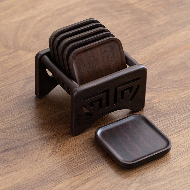 黑檀实木茶垫杯垫茶杯垫茶道功夫茶杯托茶托创意茶具配件隔热