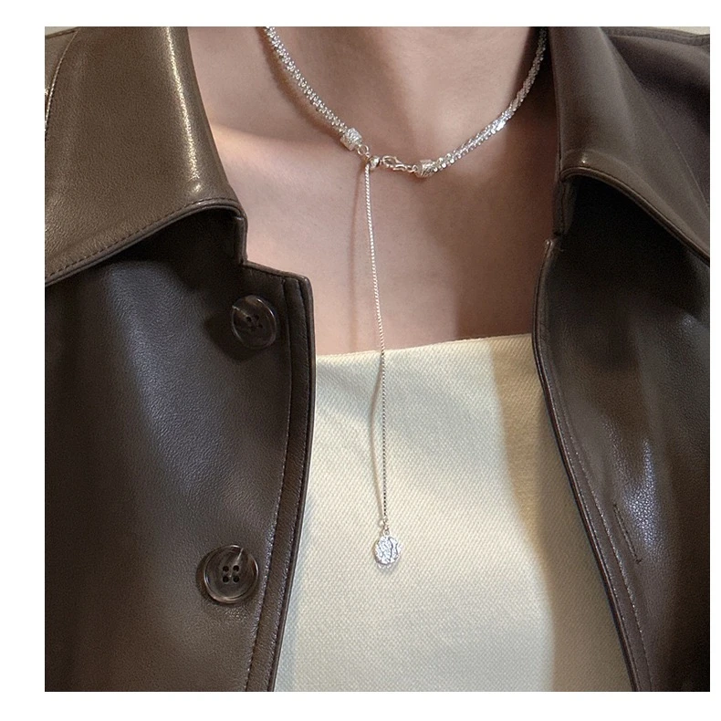 925银手链 925银小众设计重工波光粼粼项链手链套链时尚气质ins