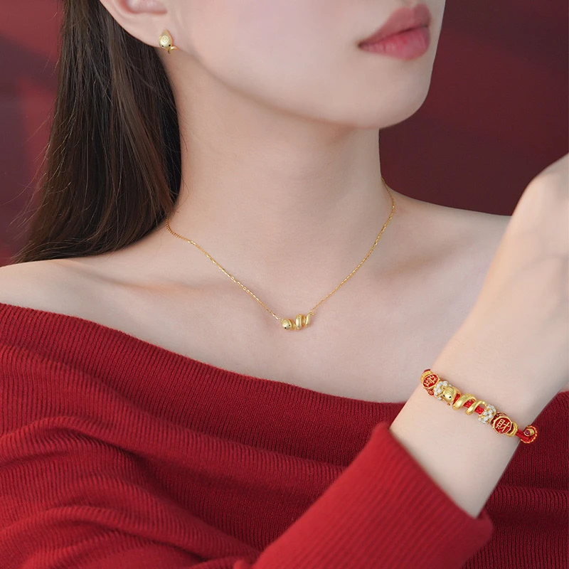 925银手链 S925纯银灵蛇手链国潮气质红色本命年情侣闺蜜新年礼物