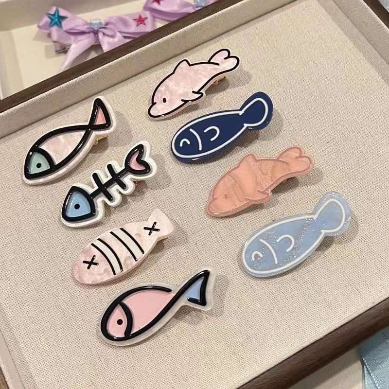 少女感海洋系列发夹可爱小鱼干海豚刘海夹侧边夹元气发饰头饰橘里