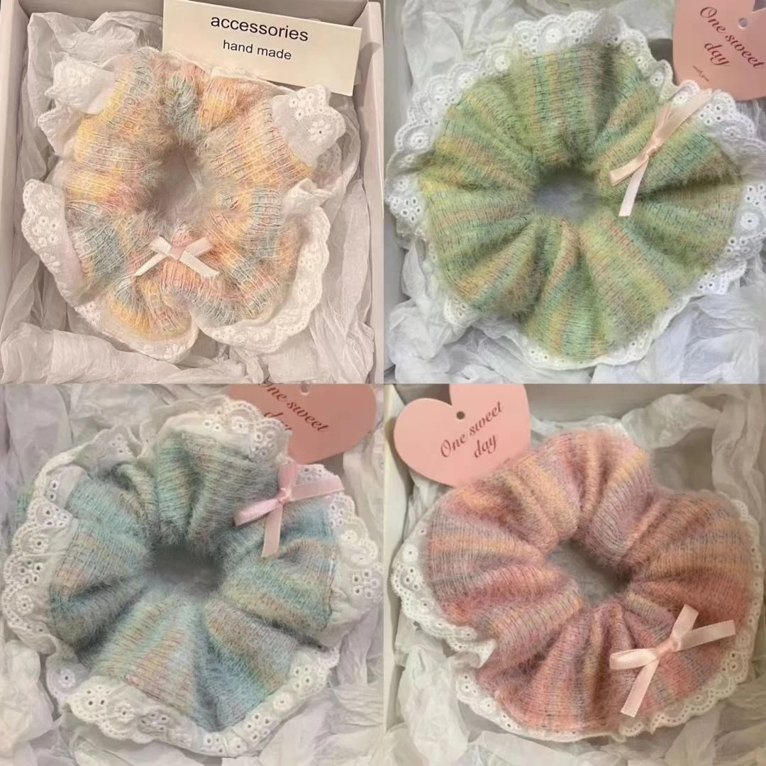 少女蕾丝花边发绳软绵绵大肠圈高级感小香风发圈扎马尾皮筋发饰品