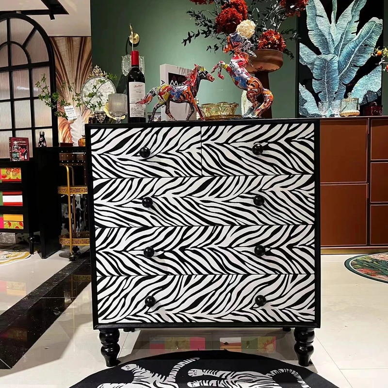 【喜悦家具】MSHK法式斑马纹五斗柜80*40*87