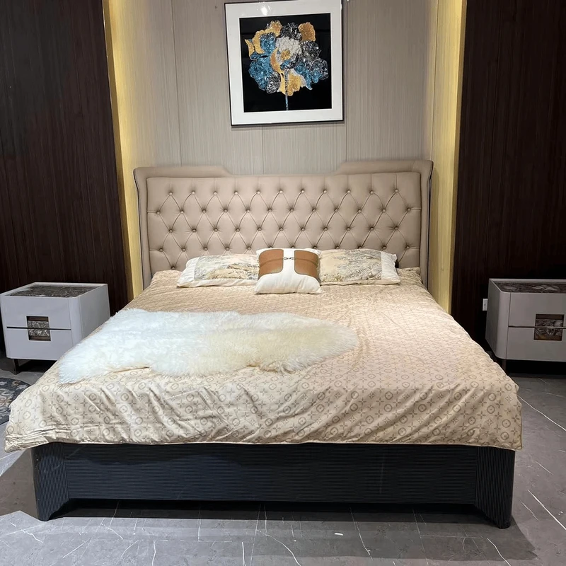 【喜悦家具】D50#意式轻奢全拉扣主卧床2100*2300*1360床靠高100
