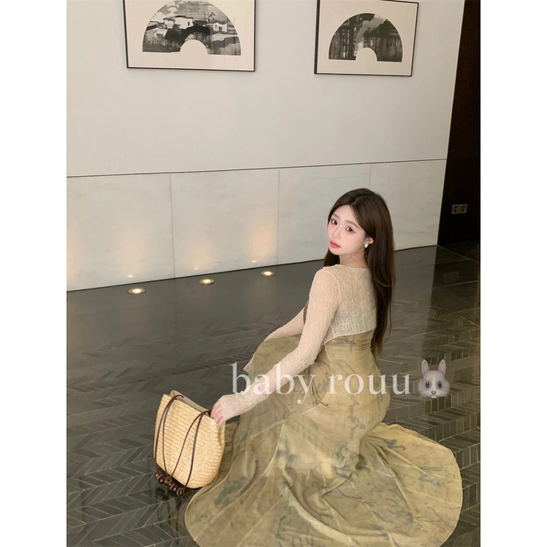 ZJ麦770427【庄周梦蝶开衫】3.6米大裙摆蝴蝶印花清冷感新中式开衫