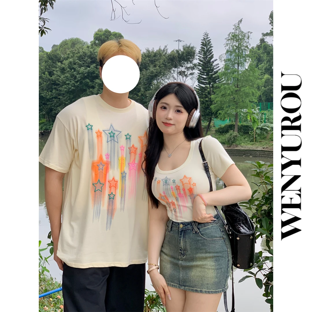 【现货】温与柔【恋爱日记】情侣夏季宽松套装时尚显瘦收腰纯欲