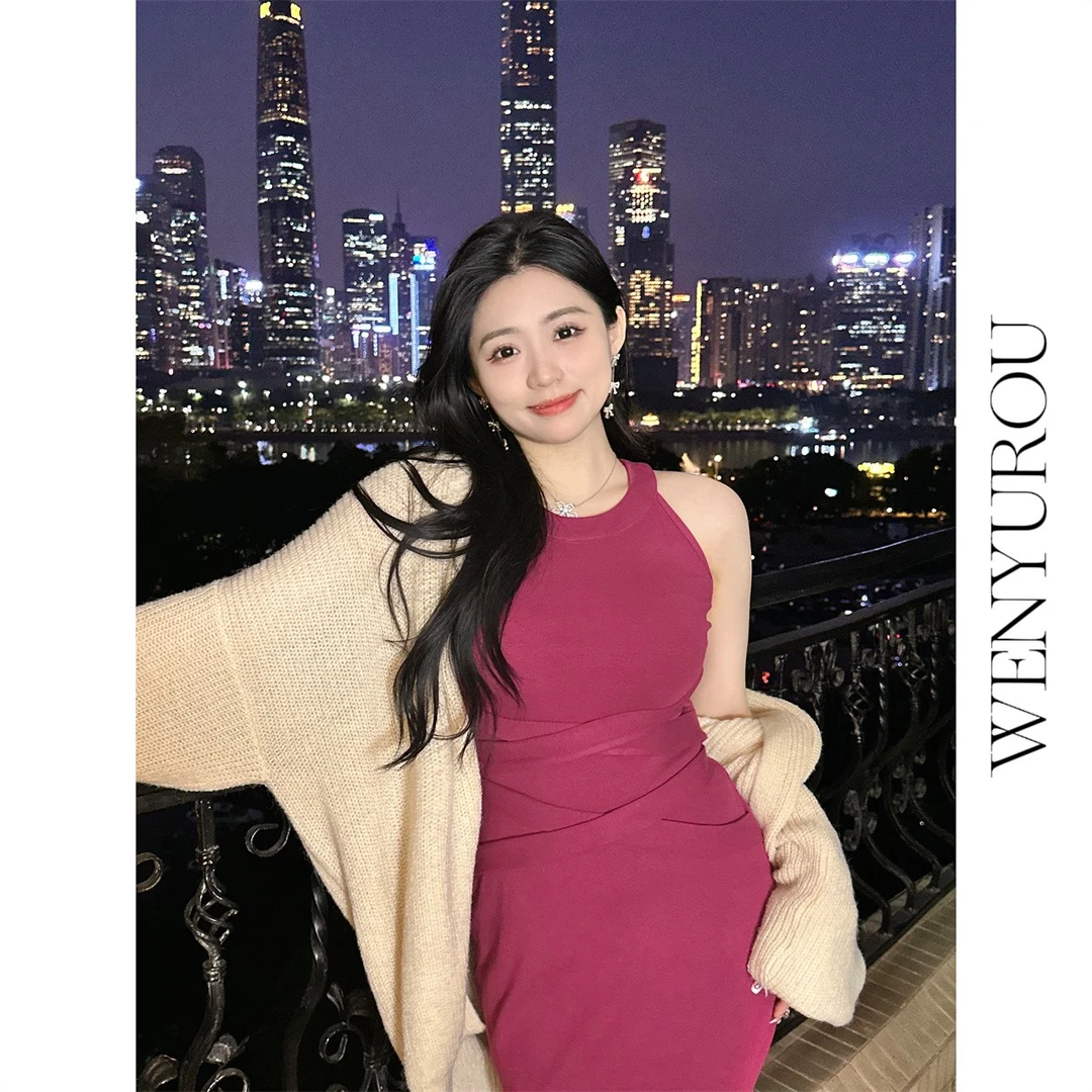 温与柔【a市女总裁】春季连衣裙修身气质显瘦设计感无袖中长裙