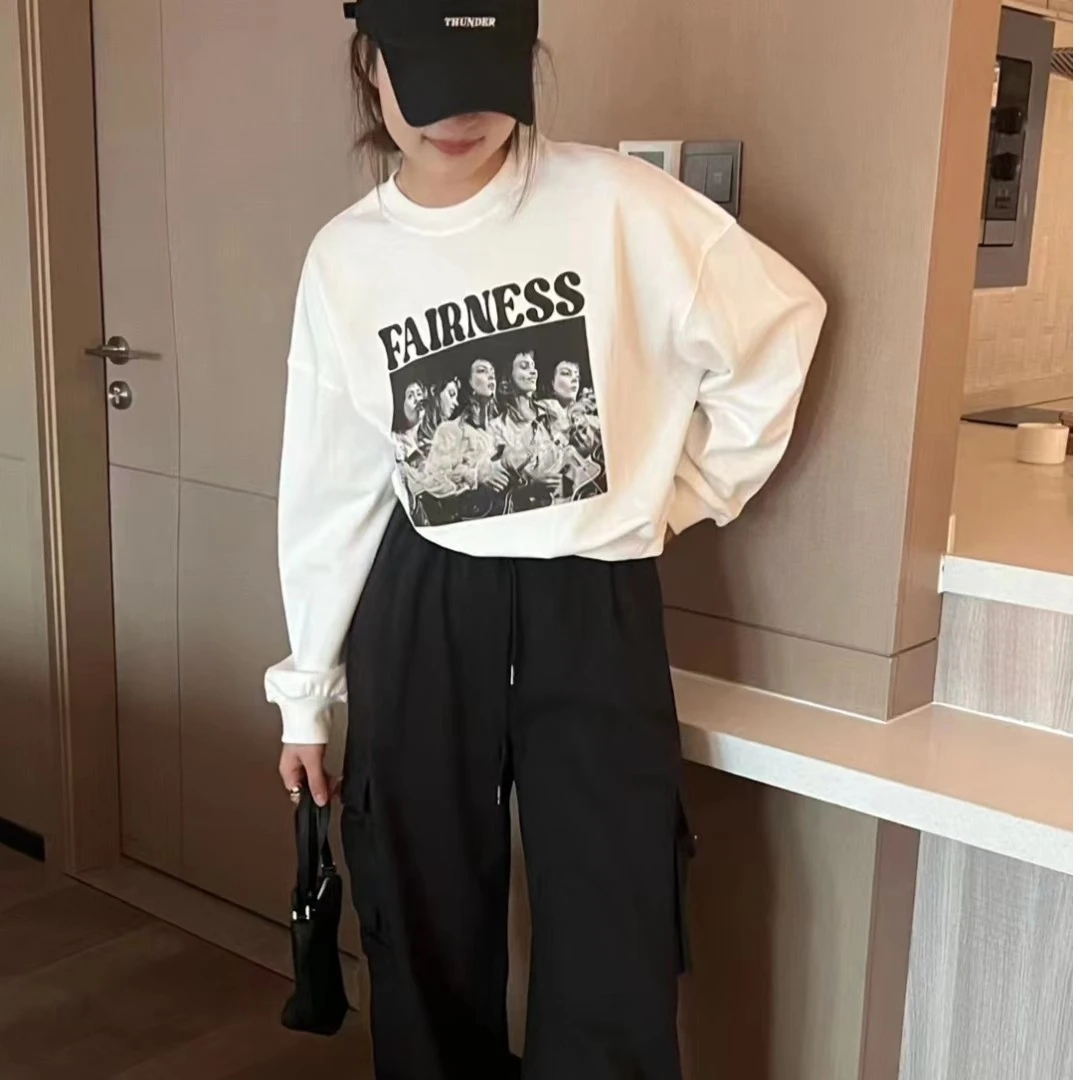 IDsisters正品 圆领卫衣女2023秋季新款宽松套头外套宽松上衣女