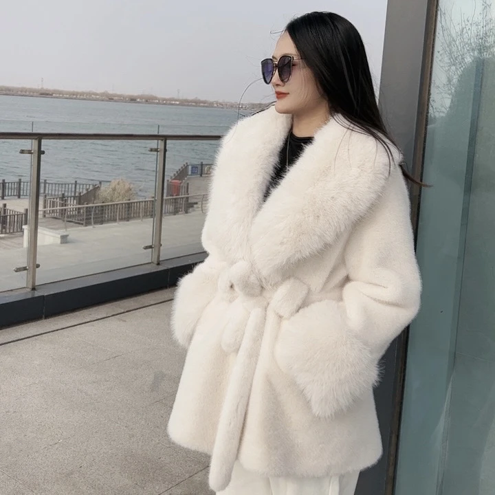2023冬季新款托卡皮毛一体环保毛欧貂绒毛毛绒显瘦外套女
