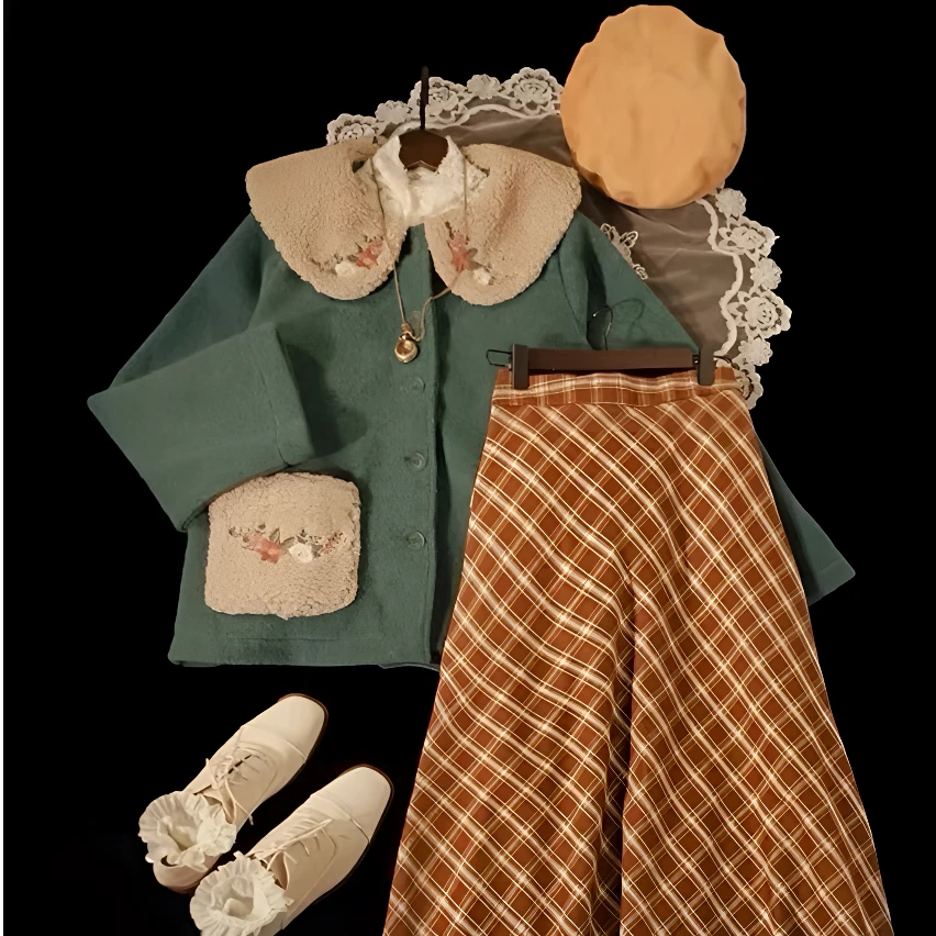 古着vintage 复古牛角扣颗粒绒双面羊绒棉服外套 直播链接