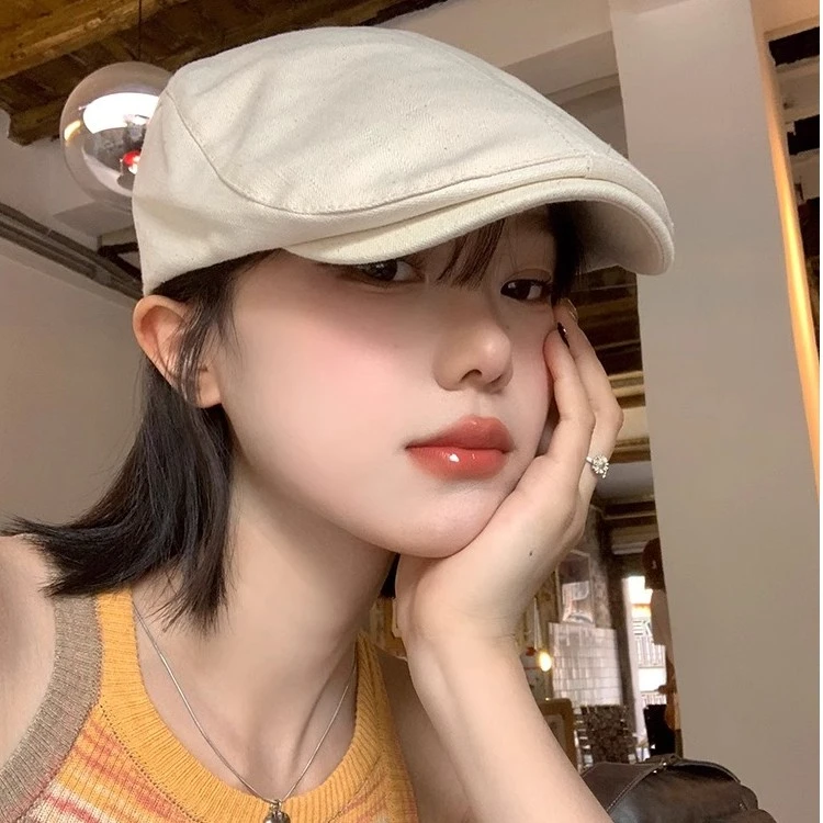 英伦风复古前进帽女秋冬百搭反戴贝雷帽时尚大头围显脸小帽子潮