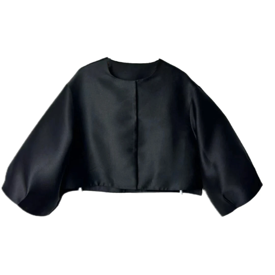 24504-4极简风格纯黑色新中式风显瘦百搭短外套