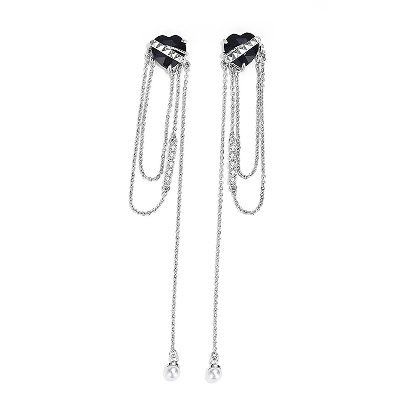 铜合金仿水晶耳饰 气质轻奢时尚简约小众长款个性冷淡风耳环女