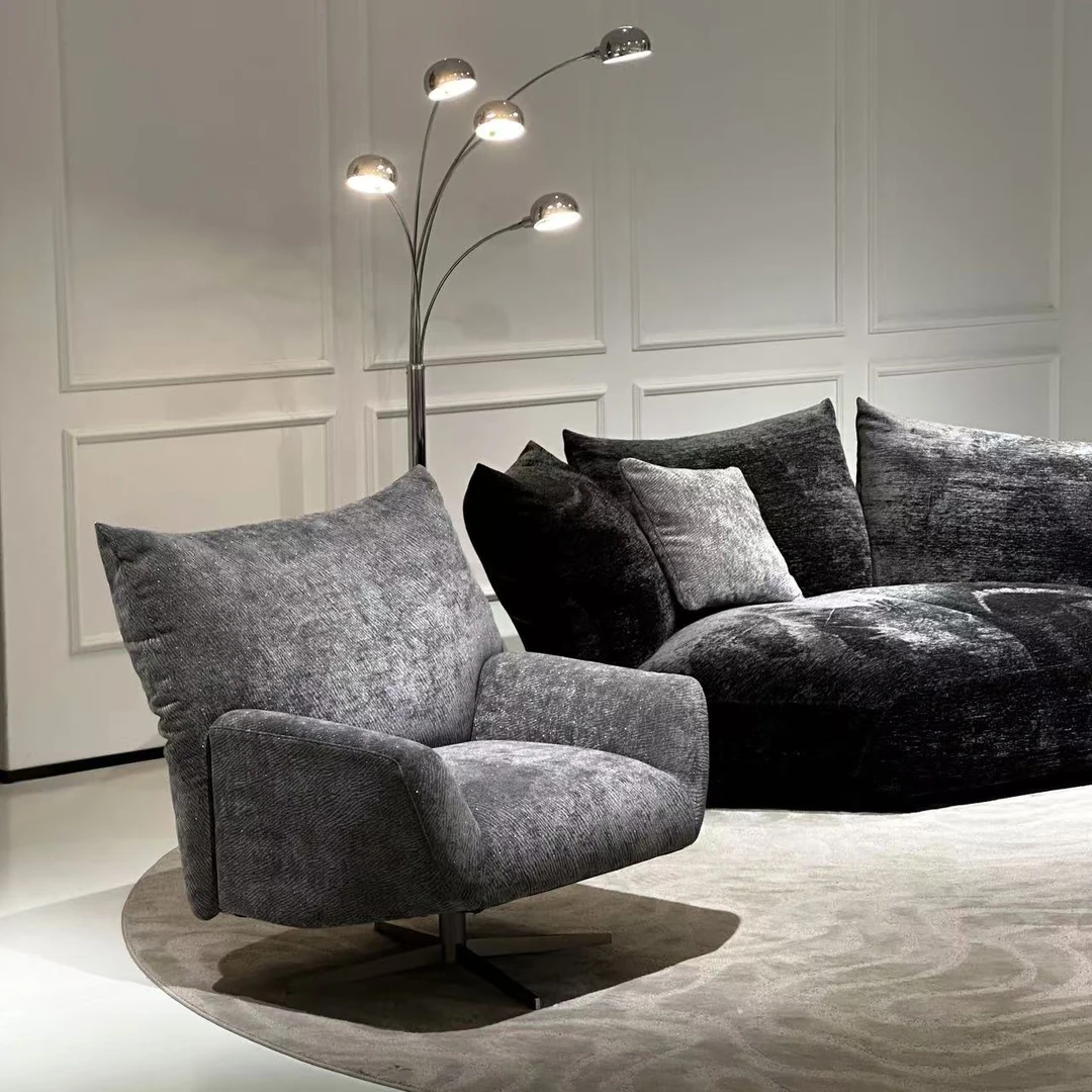 【花瓣休闲椅·一二力荐】意式极简客厅布艺沙发单人椅