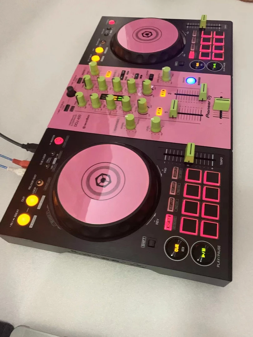 先锋DDJ-400粉色贴膜绿色旋钮打碟机ddj400控制器先锋400一体机
