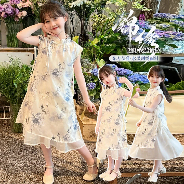 女童连衣裙夏款旗袍裙国风新款汉服新中式儿童裙子夏季女孩公主裙
