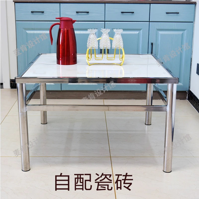 新款餐桌家用不锈钢桌架瓷砖长方形瓷砖餐桌架方桌子架户外可拆卸