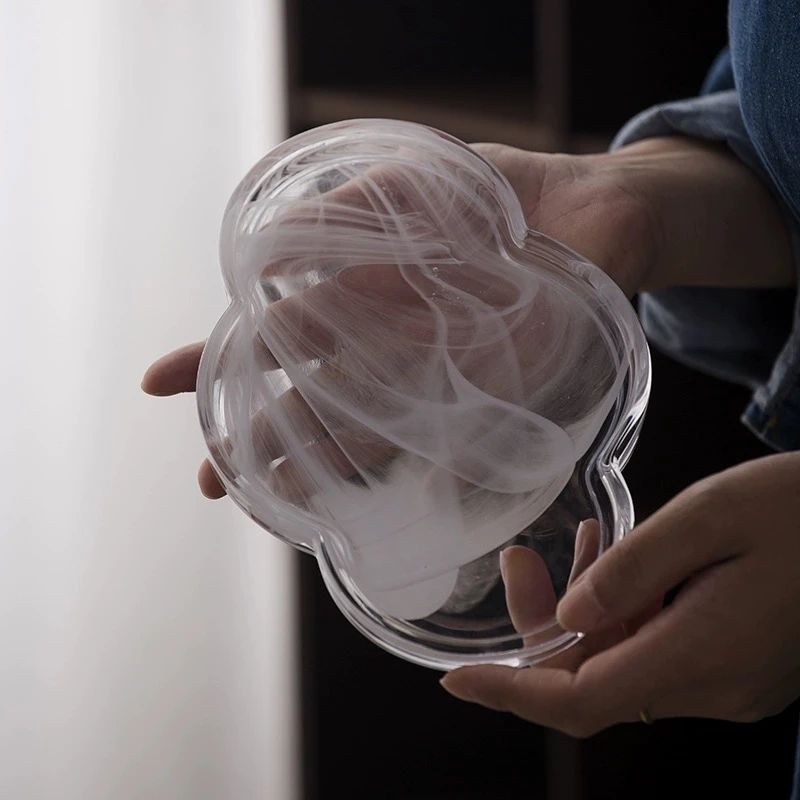 玻璃海棠干泡台透色透明家用创意简约耐热手工网红