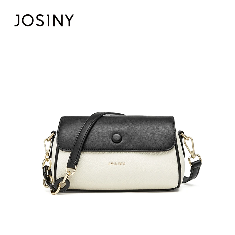 JOS1NY卓诗尼圆筒包新款质感拼色手提包法式链条潮流单肩斜挎包