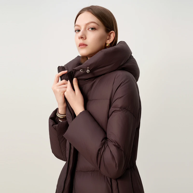 敦奴dunnu冬季时尚百搭简约中长款连帽加厚休闲羽绒服FT5Y2110