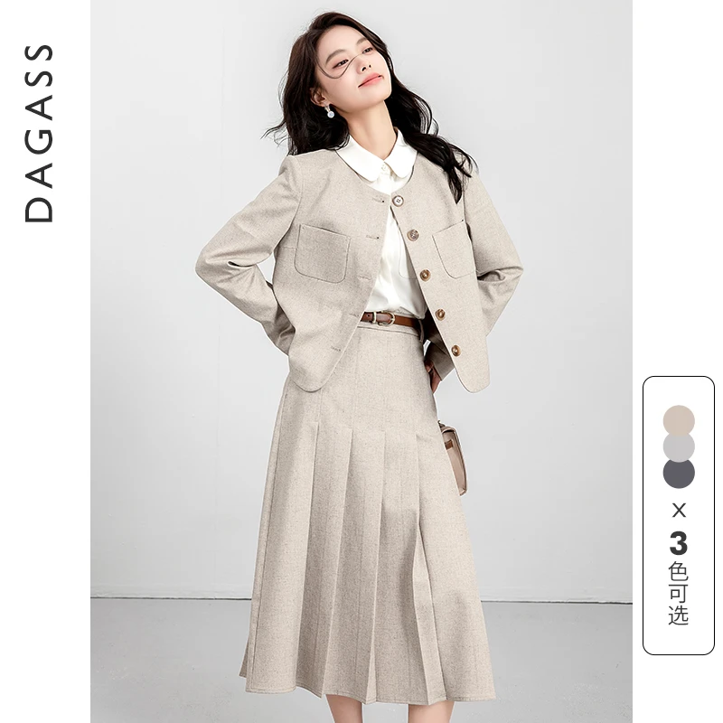 达佳诗-学院王炸 西装套装女2024新款初春套裙小个子短版西装外套