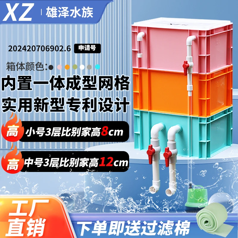 工业风多色可选中转周转箱过滤箱滴流盒鱼缸鱼池系统滴流过滤箱