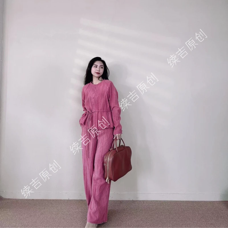 续吉出品5358｜人面桃花｜高订亚麻高级感套装上衣➕裤子