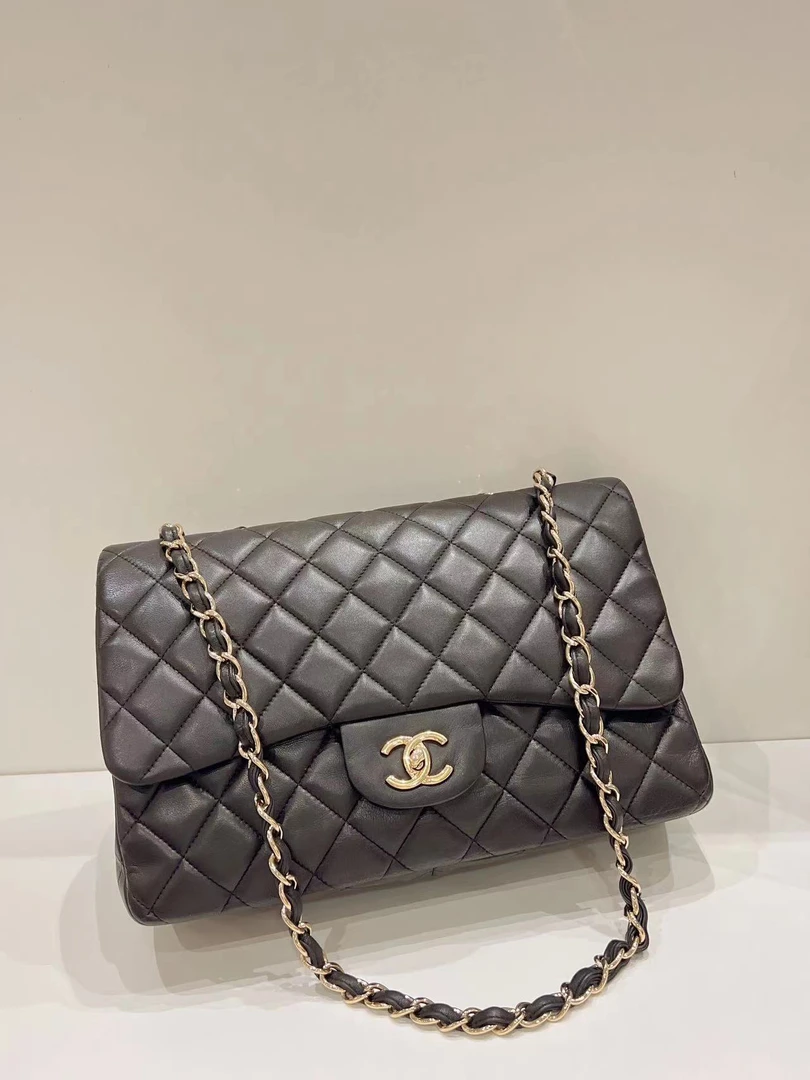 95新  Chanel 黑金CF链条包