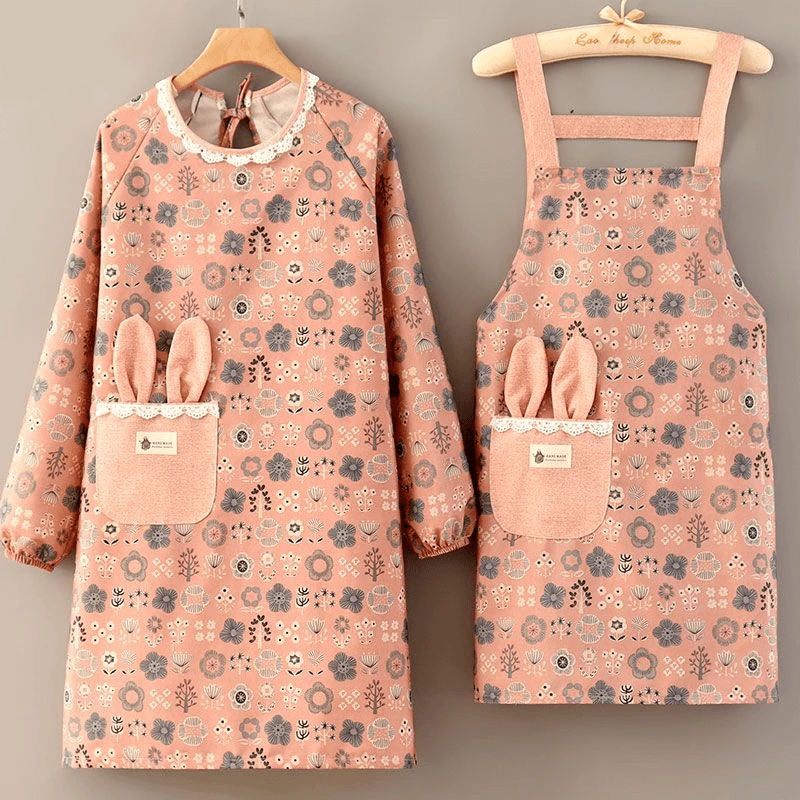 [秋冬新款]长袖帆布围裙厨房专用妈咪罩做饭洋气透气网红衣围裙