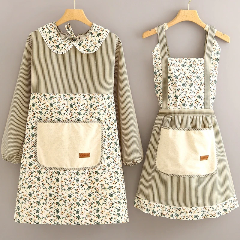 2025新款可爱女透气围裙家用厨房防污洋气耐磨工作服大人上班百搭