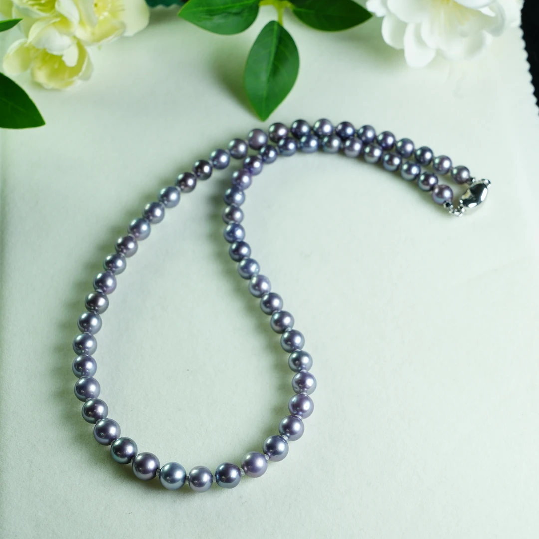 Gloire/古名【睿泽鉴宝】S925淡水有核珍珠紫珠项链 6-8mm ZY2849