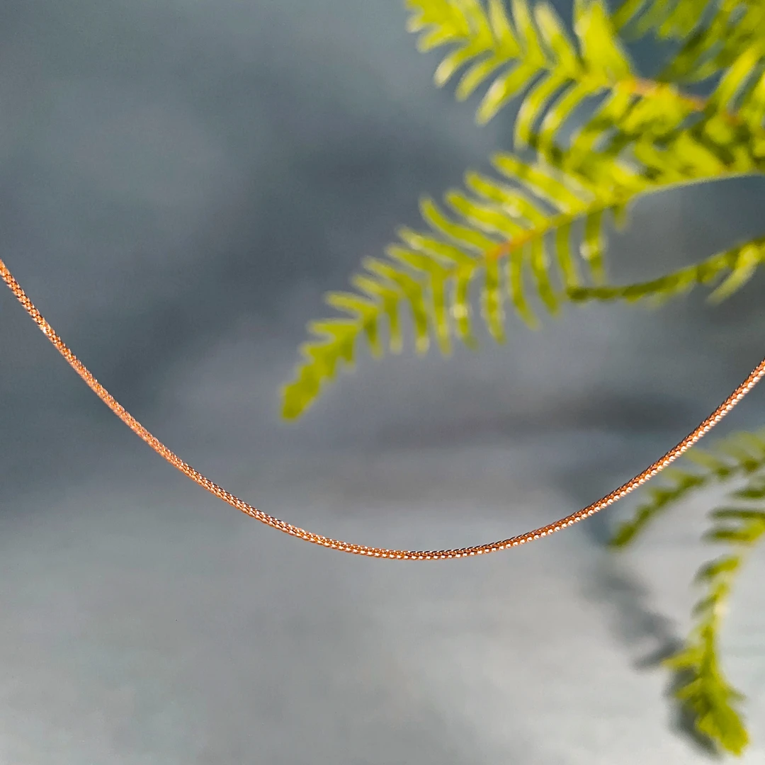 链子925银 【睿泽鉴宝】玫瑰色银项链925纯银穿珠链 H0925-玫瑰金色