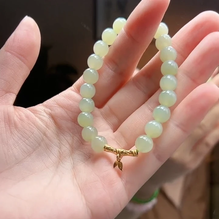 Gloire/古名【睿泽鉴宝】S925和田玉晴水竹节手串7-8mm AH6362