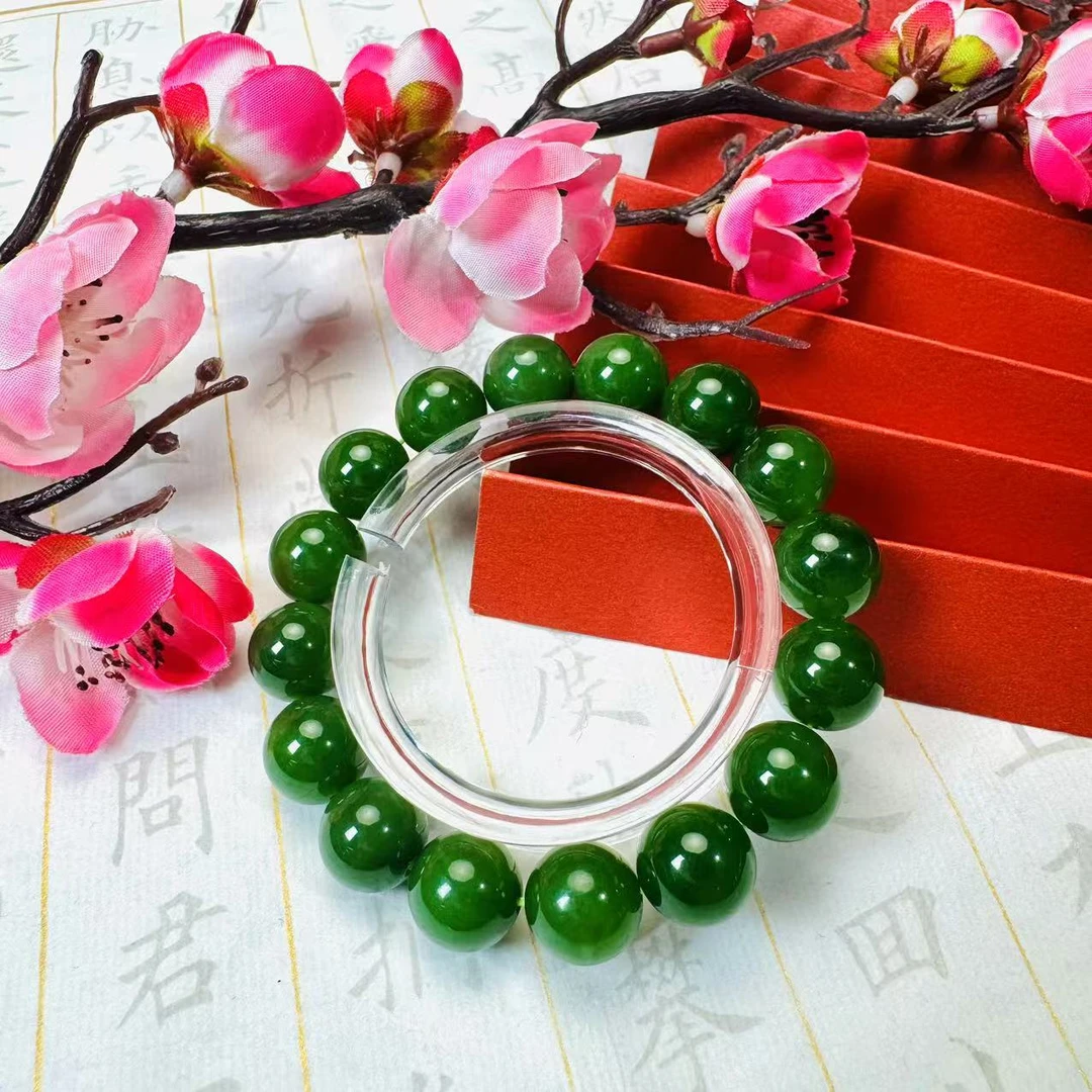 Gloire/古名【缺货】和田玉碧玉圆珠手串12mm ZY4063-QC